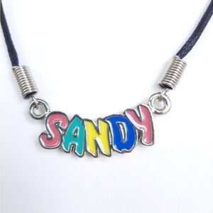 𝅺Personalized Name Necklace Sandy 2001 Vintage Retro Rare Black Cord New